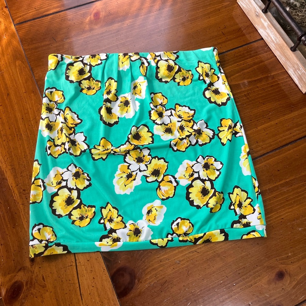 The Limited Women's Tube Top Small Green Yellow Floral Strapless Y2K EUC